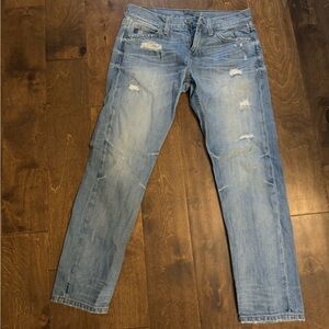 BR Med/Light-Washed Denim Distressed Jeans